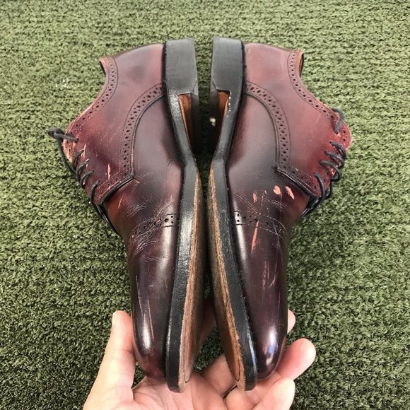 Allen Edmonds “Yorktown” Men Burgundy Dress Shoe Derby Brogue Blucher Sz 9.5B main image 9